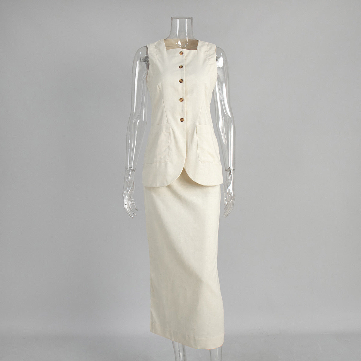 Sleeveless Vest and High Waist Skirt Set
