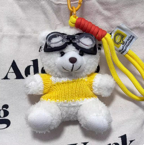 Plush Bear Keychain with Built-in Flash Camera and Mirror