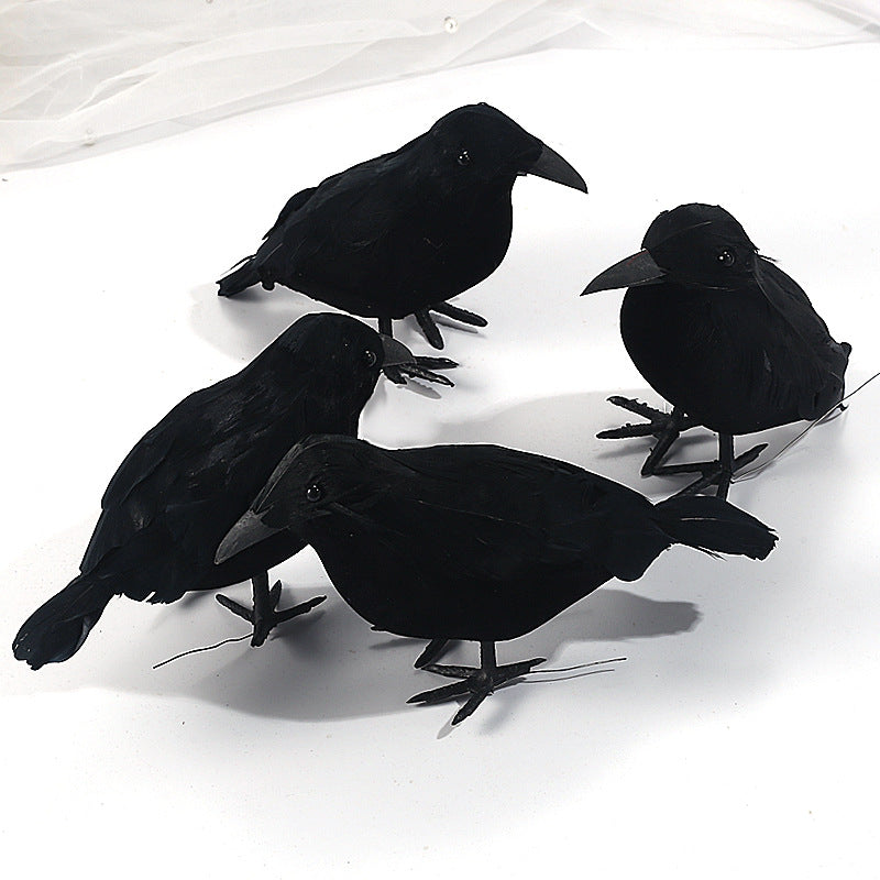 3 Piece Black Crow Feather Halloween Decoration