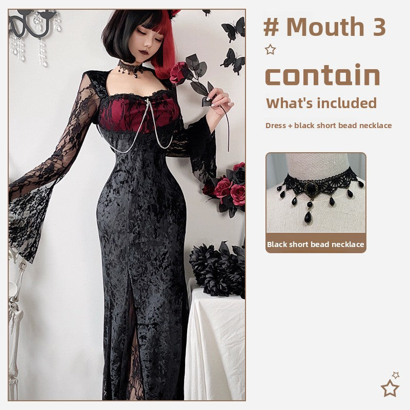 Gothic Halloween Costume Black Dress