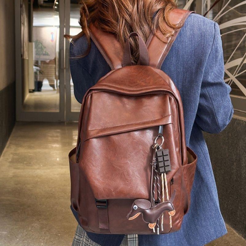 Leather Backpack with charm