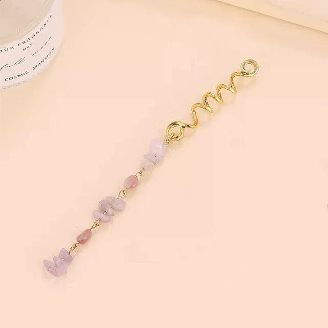Braided Hair Rope with Stone Pendant