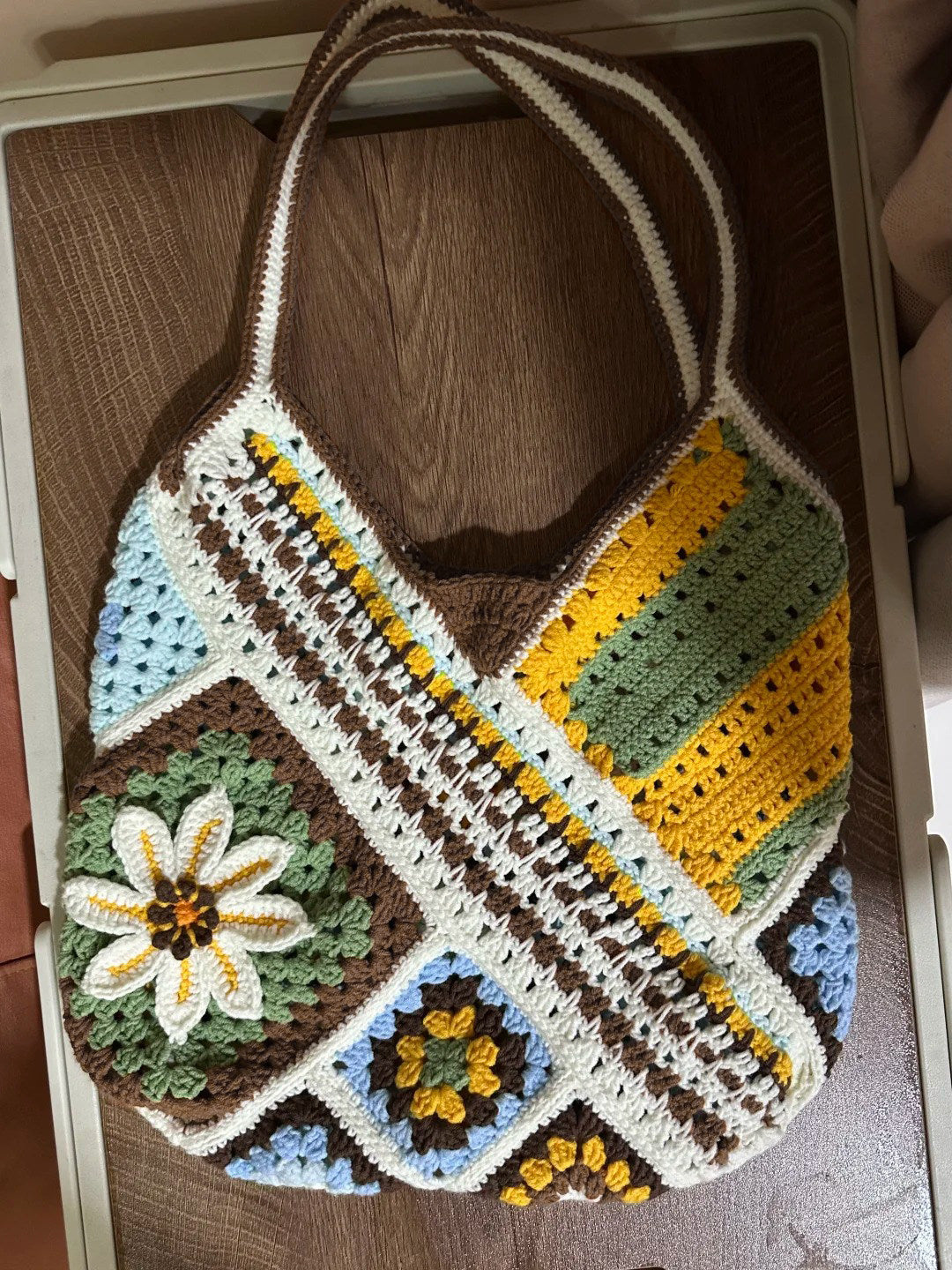 Large Granny Square Crochet Bag DIY Kit - Handmade Craft Project