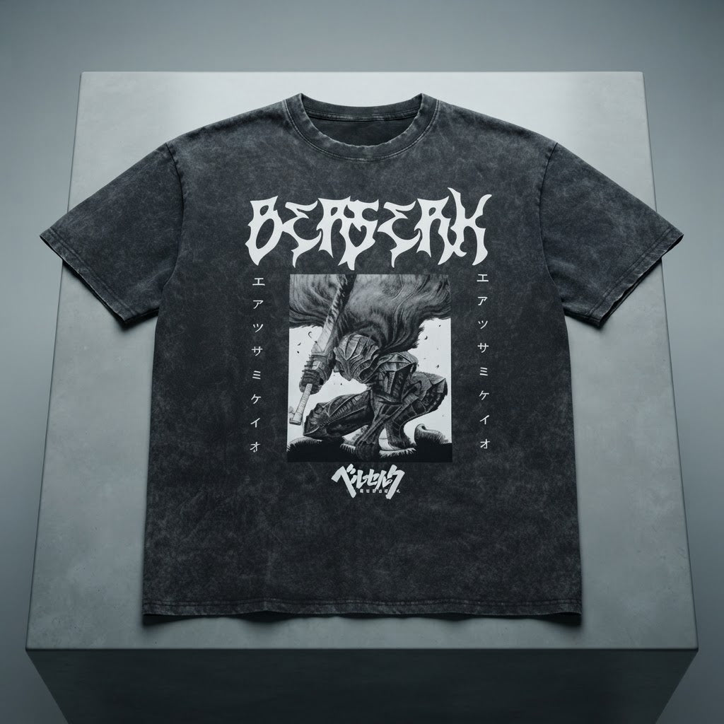 Baki Vintage Washed Anime Streetwear T-Shirt - Berserk  Graphic Edition