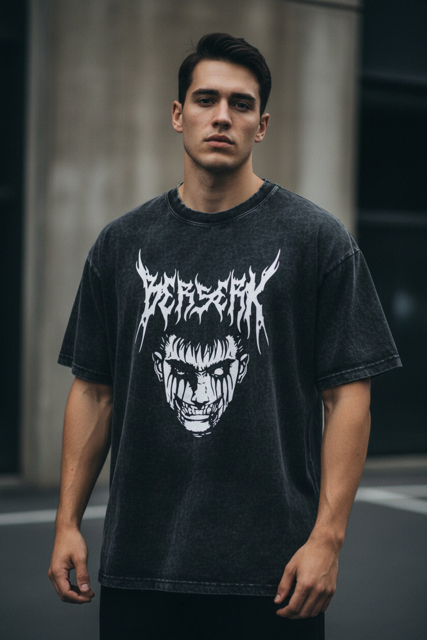 Baki Vintage Washed Anime Streetwear T-Shirt - Berserk  Graphic Edition