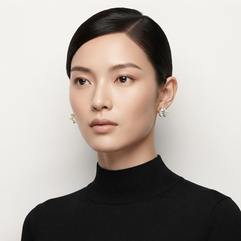 4 Pcs Six-Claw Zircon Stud Earrings