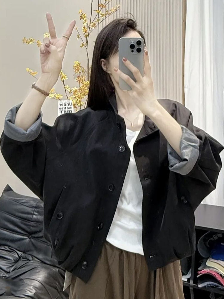Women's Stand Collar Short Trench Coat
