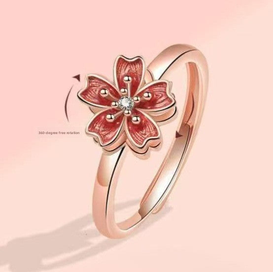 Pack of 6  Floral Adjustable Spinning Rings