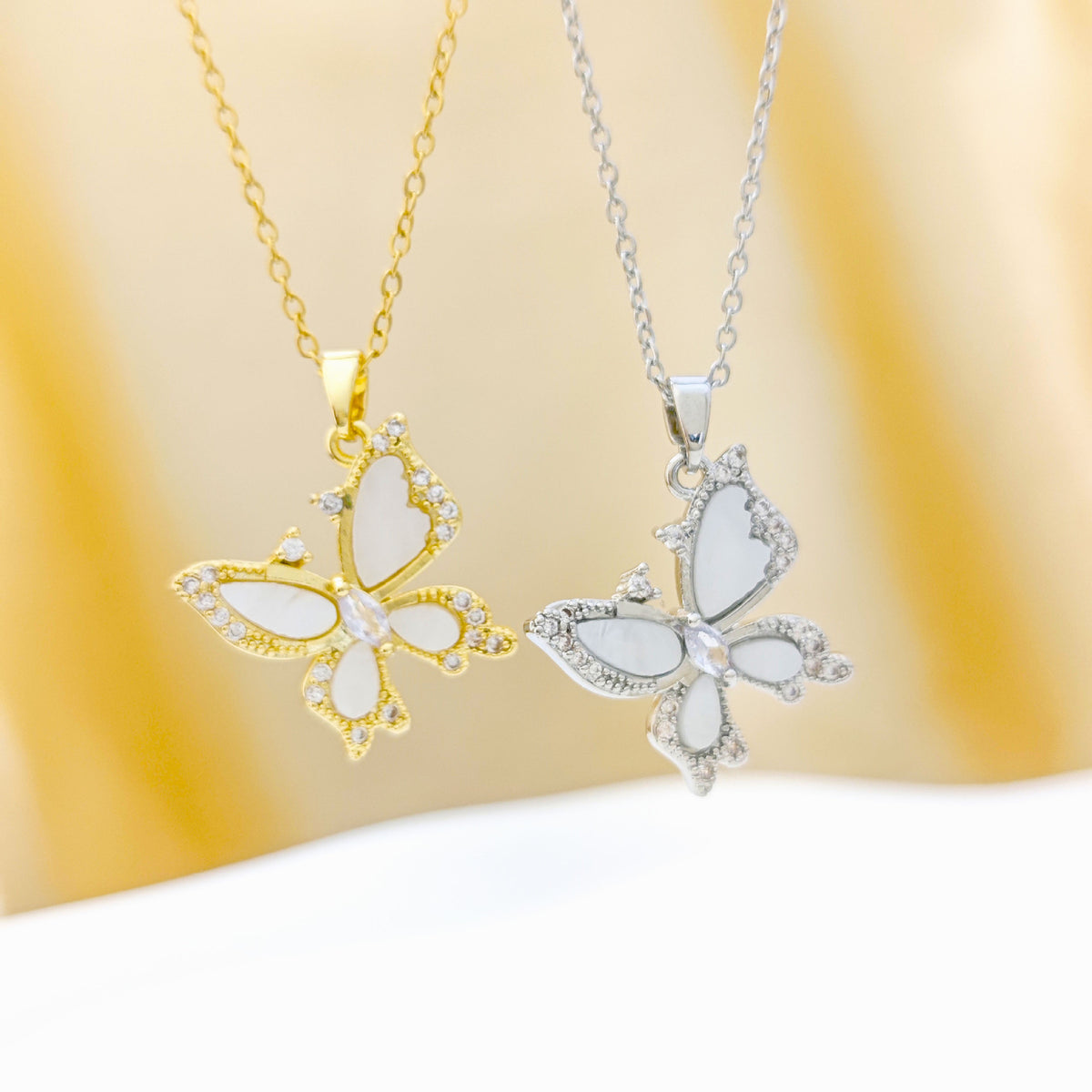 2 pack Butterfly necklace w Gift Box