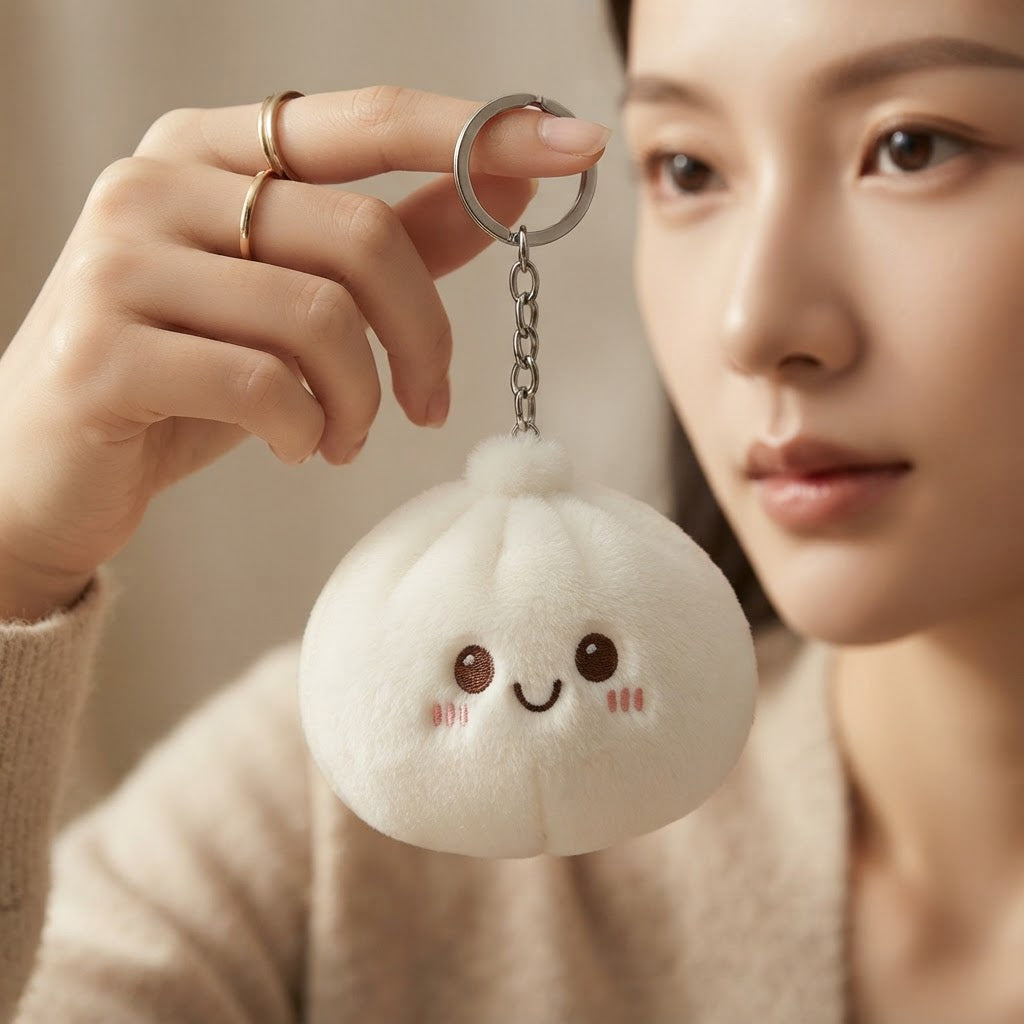 Cute Xiaolongbao Plush Stress Relief Squishy Keychain