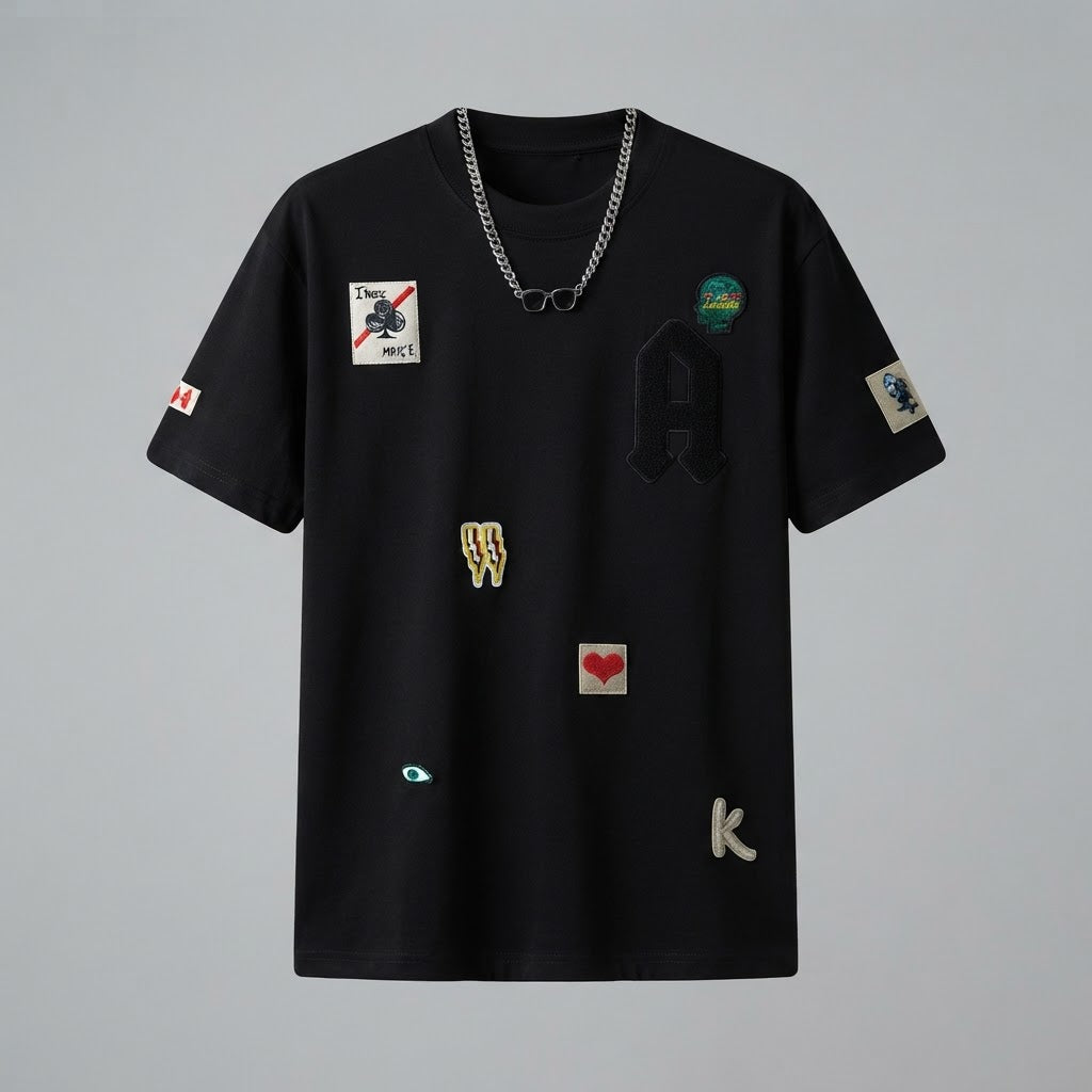 Men's Casual Graphic Print Letter Patch T-Shirt - product image 1