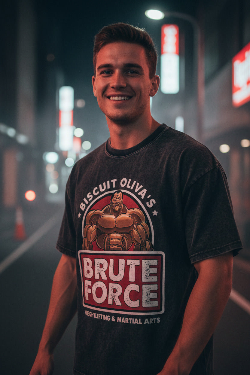 Vintage Washed Anime Streetwear T-Shirt - Baki Graphic Edition