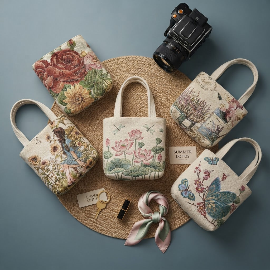 Canvas Embroidered Mini Handbag