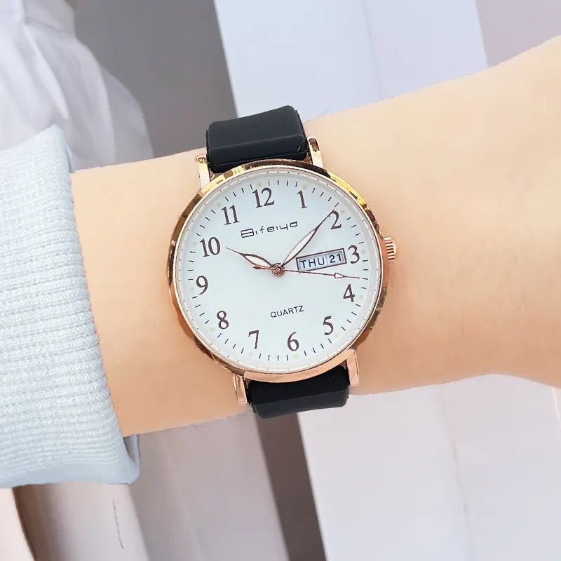 Bifeiya Women's Minimalist Quartz Watch with Silicone Strap