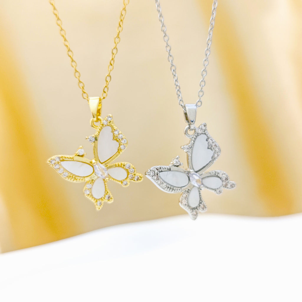 2 pack Butterfly necklace w Gift Box