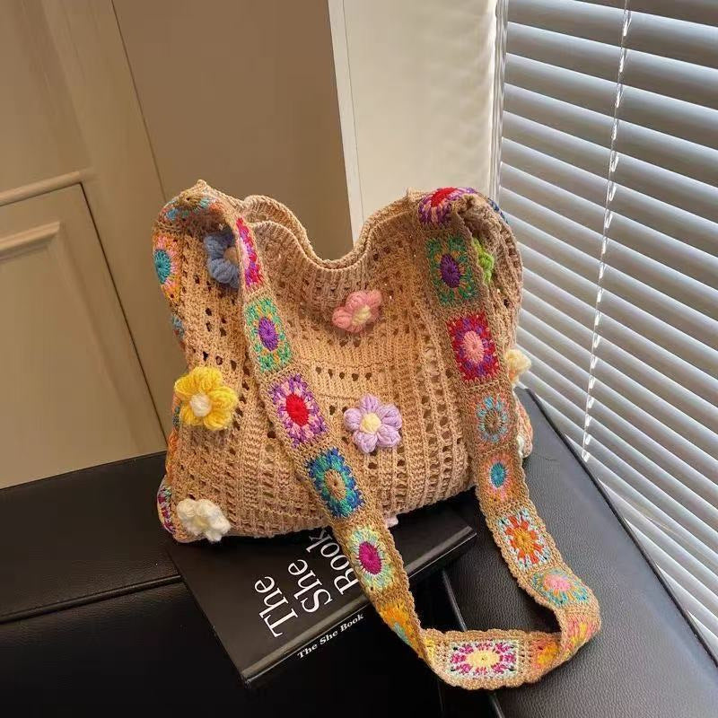 Sqaure Patch Woven Shoulder Bag