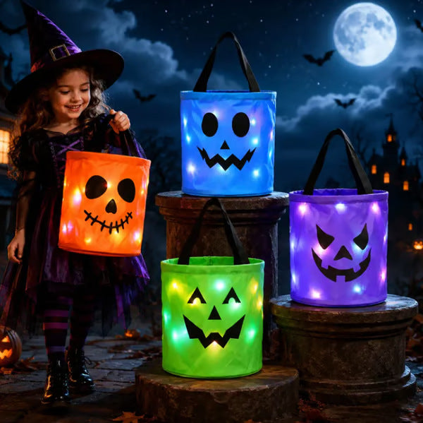 4 Piece Reusable Halloween LED Candy Bucket