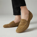 Women's Premium Suede Slip-On Loafers - Comfortable Flat Shoes