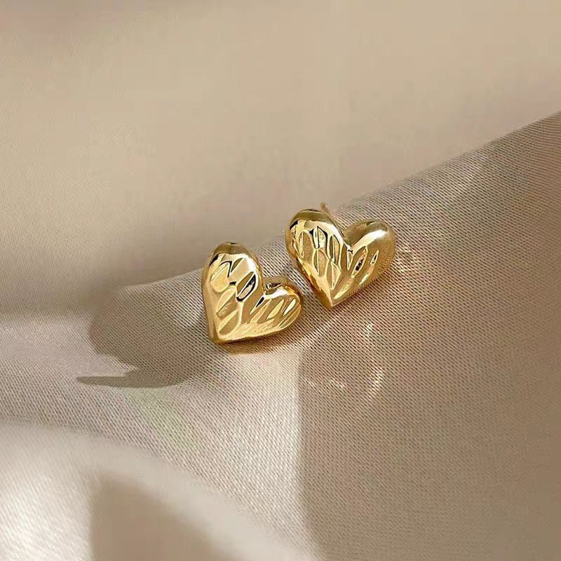Heavy Copper Brushed Gold Plated Earring