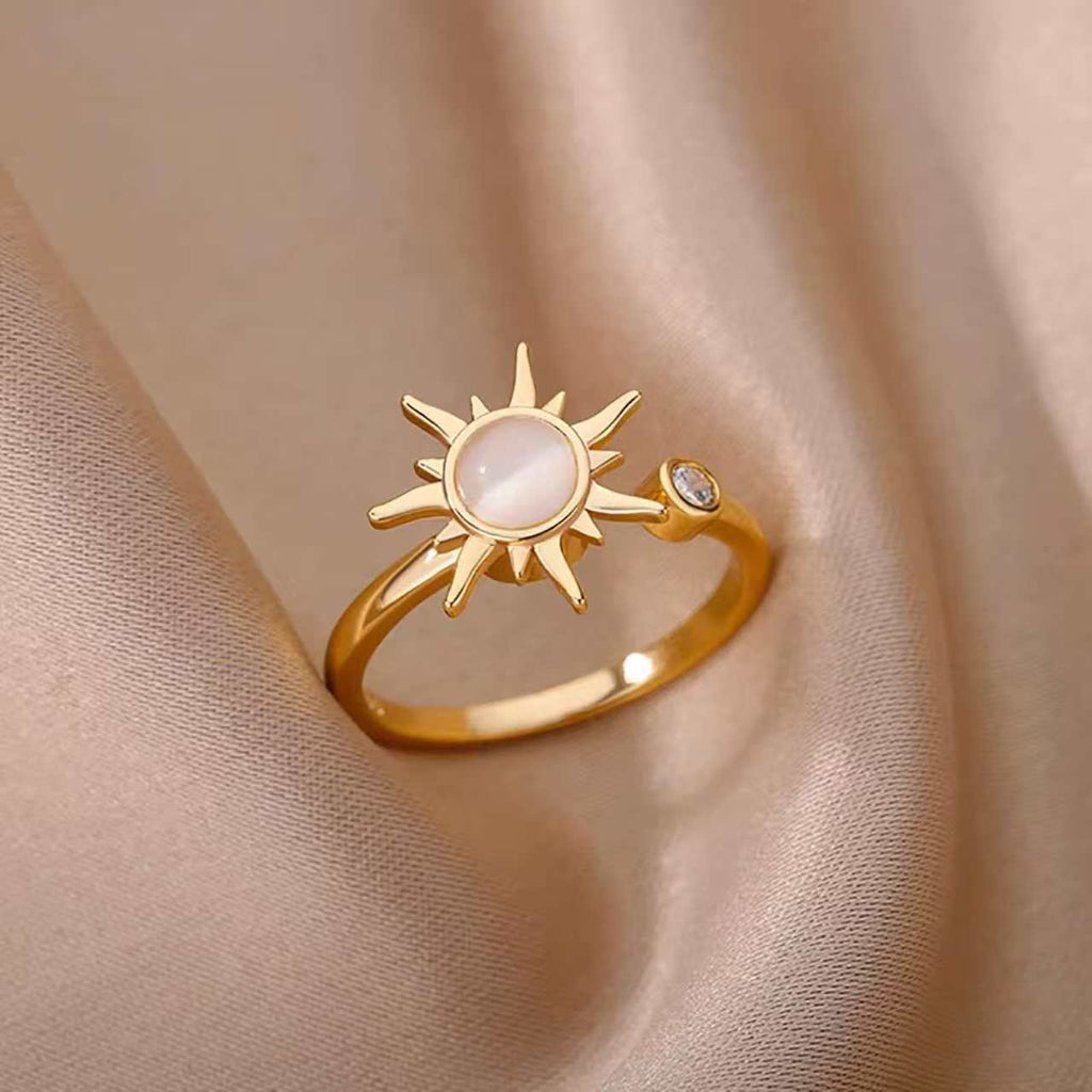Pack of 6  Floral Adjustable Spinning Rings