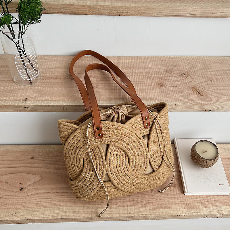 Hand-Woven Hollow Ring Shoulder Bag