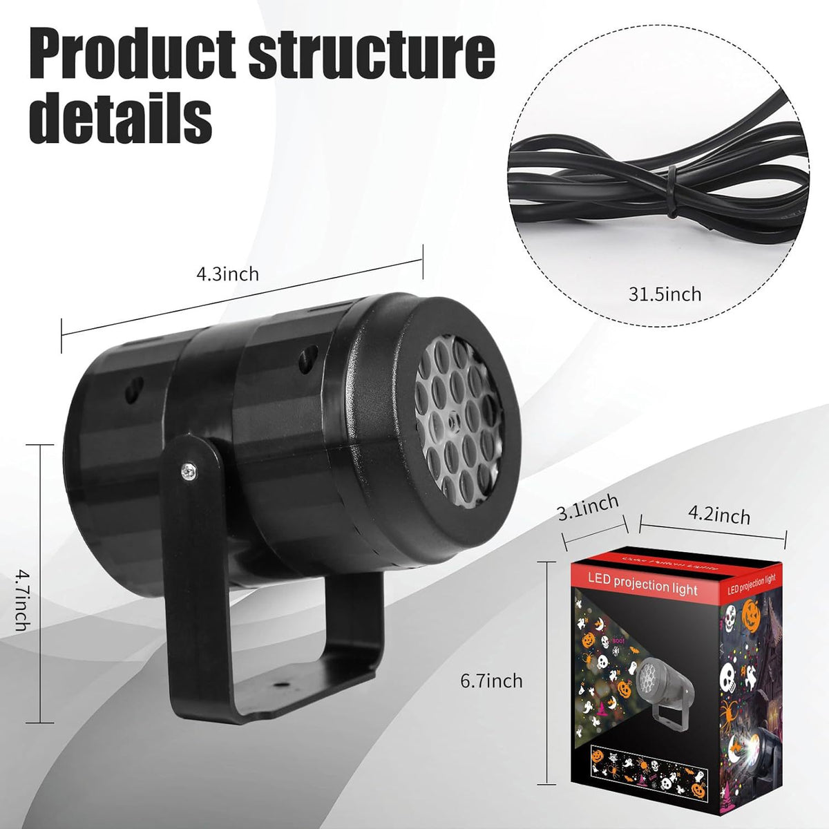 360° Rotating USB Halloween Projector Light - 12 HD Spooky Patterns for Indoor P