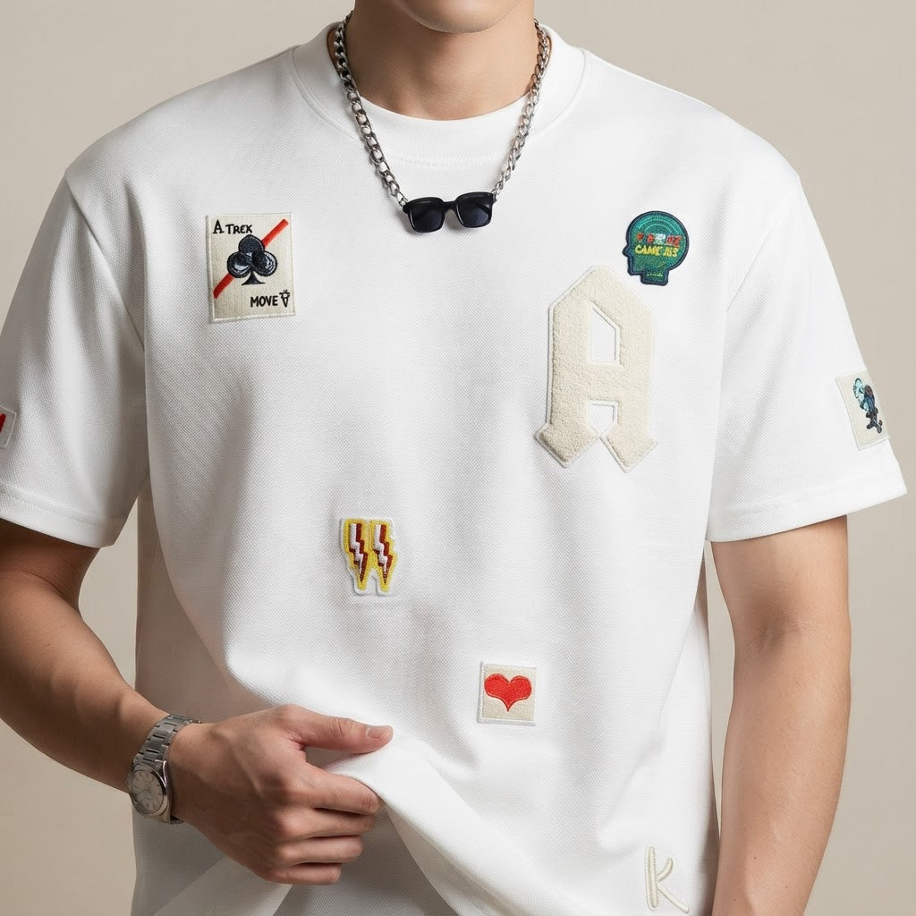 Men's Casual Graphic Print Letter Patch T-Shirt - product image 4