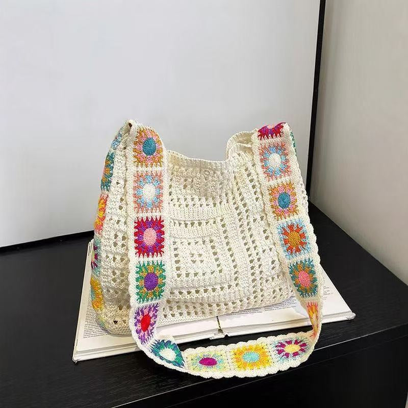 Sqaure Patch Woven Shoulder Bag