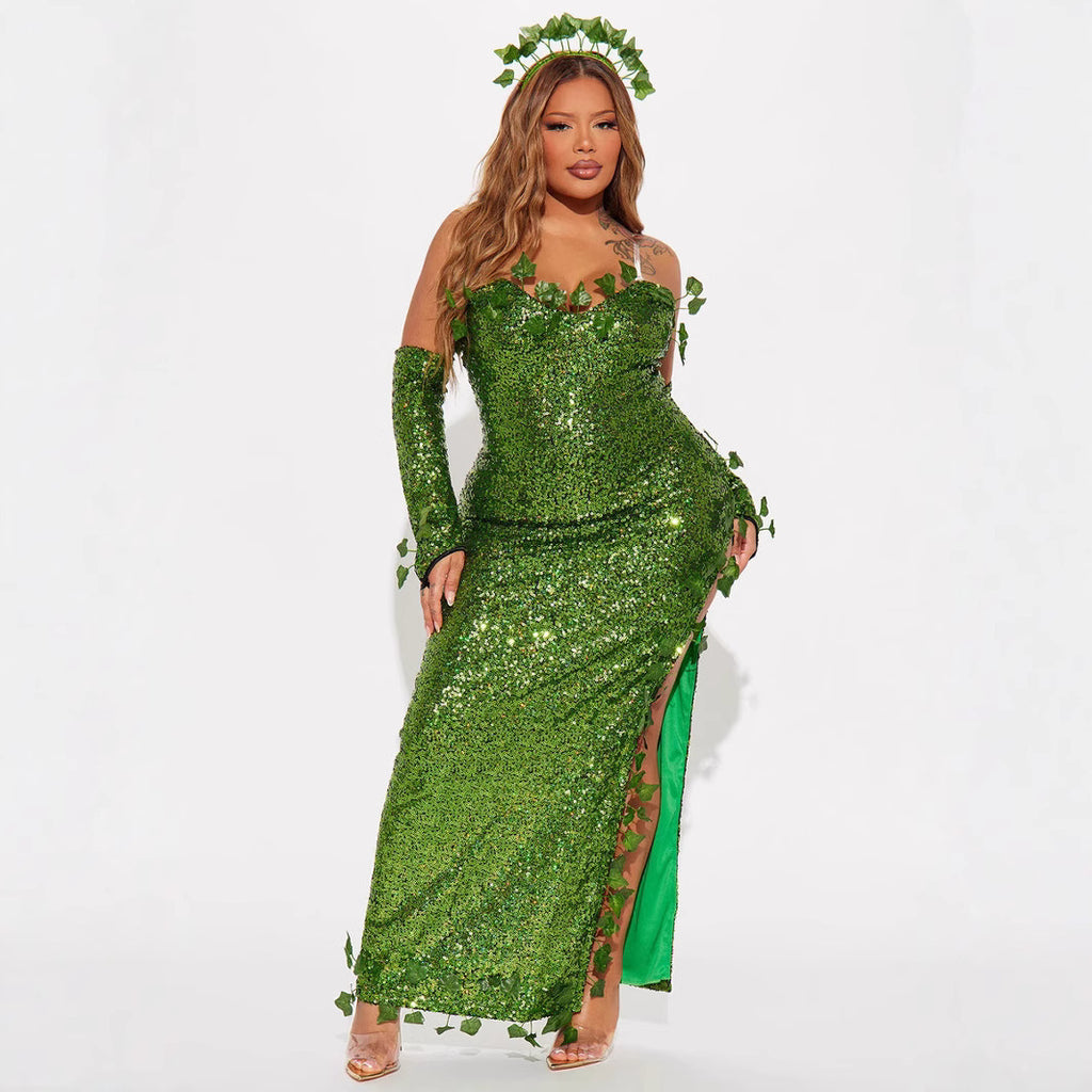 Leaf Sequins Halloween Dance Dress