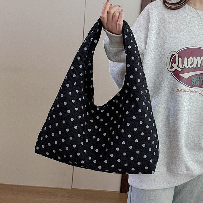 Minimalist Polka Dot Corduroy Tote Bag