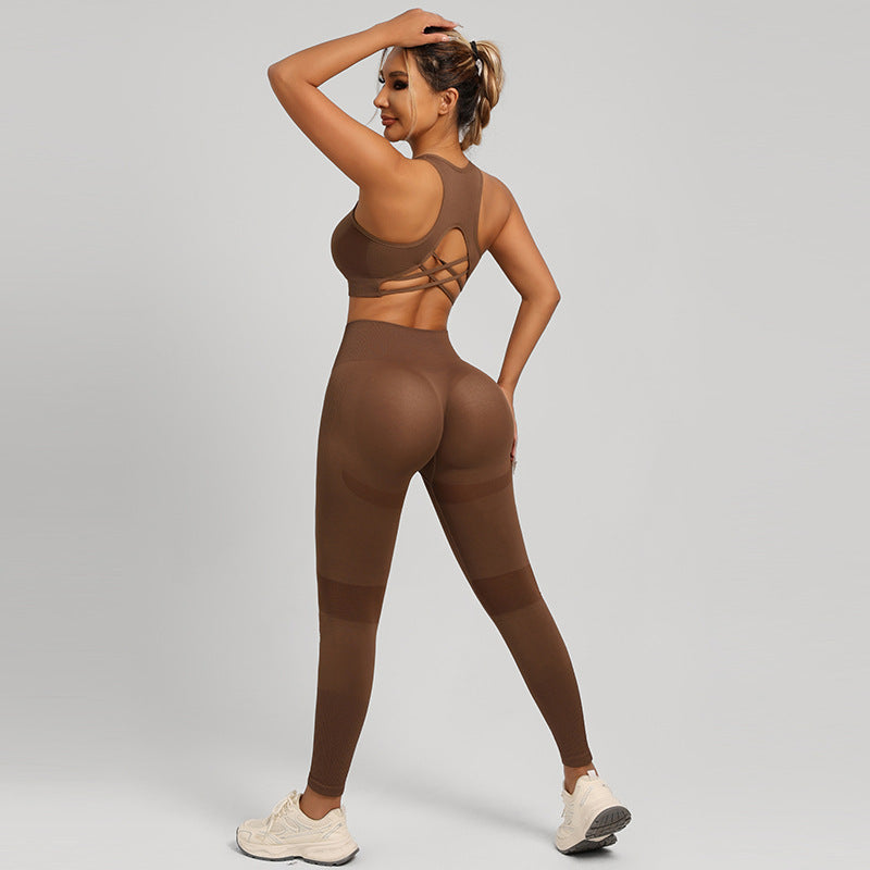 Cross-Back Sports Bra and Shorts Set