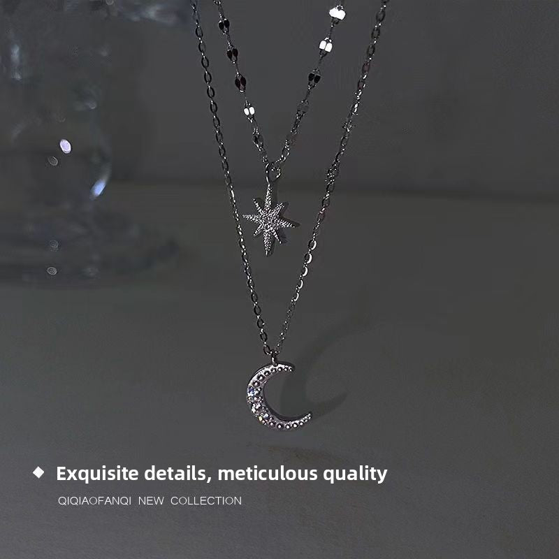 Layered Star Moon Pendant Necklace for Women