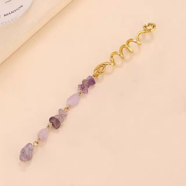 Braided Hair Rope with Stone Pendant