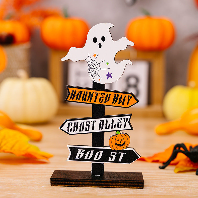 Wooden Ornaments Tree-Shaped Ghost Table