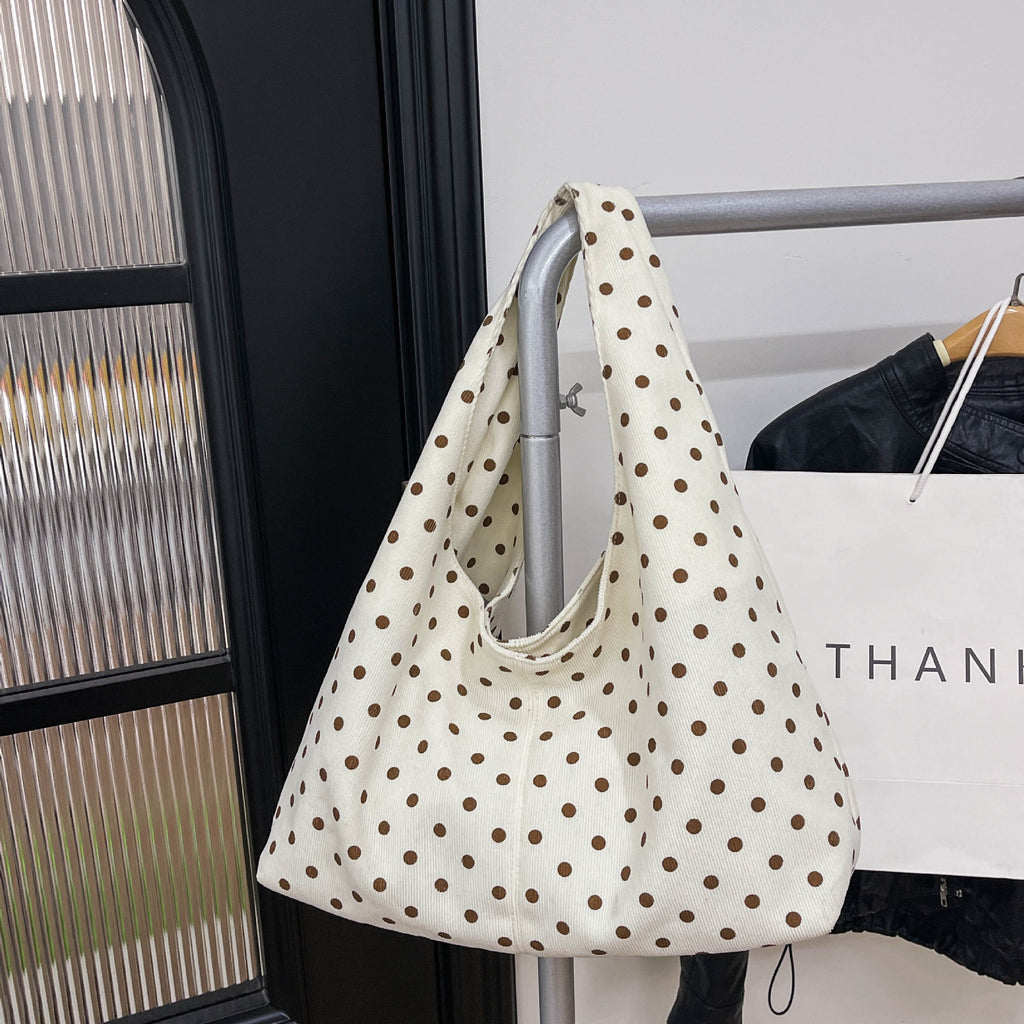 Minimalist Polka Dot Corduroy Tote Bag