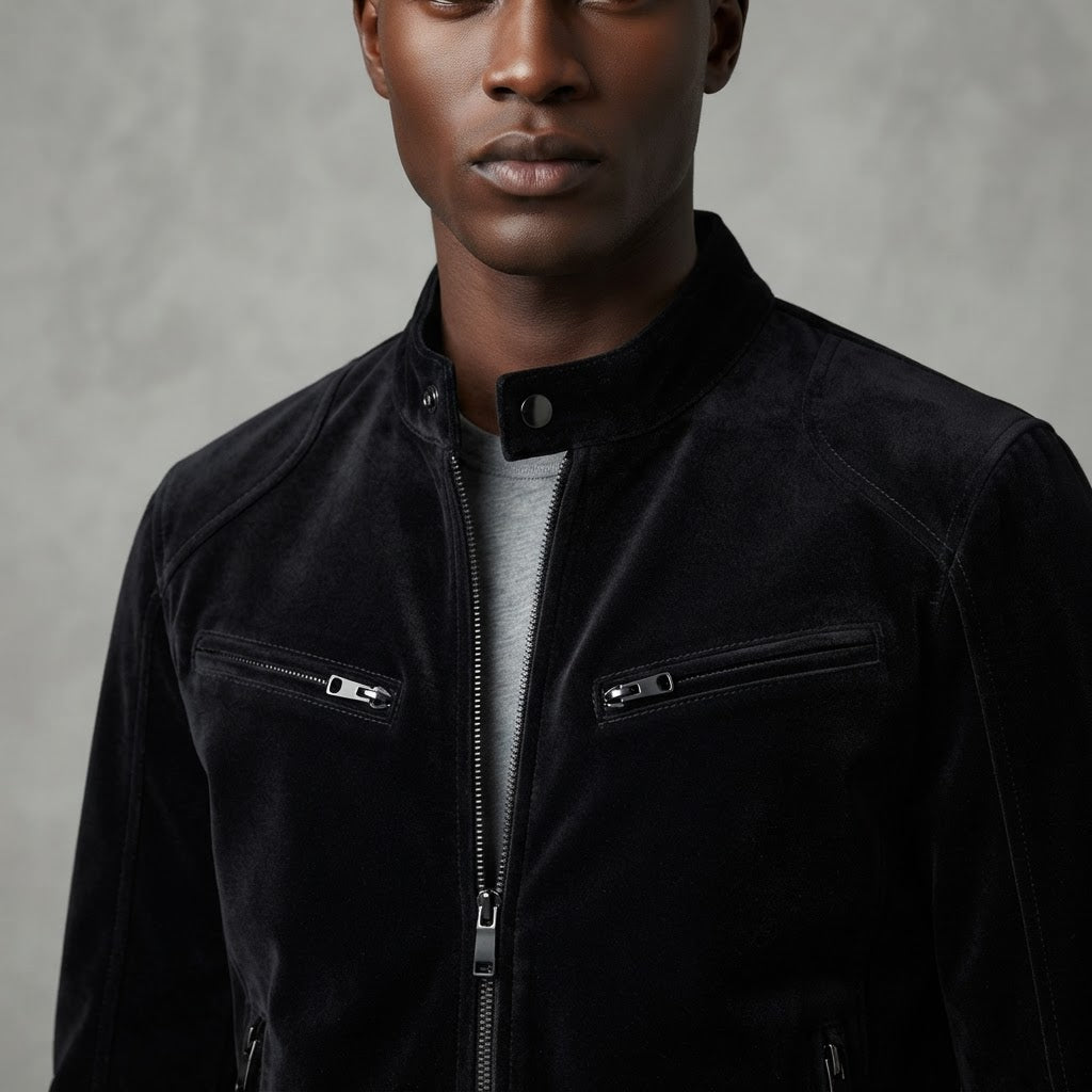 Men's Stand Collar Synthetic Leather Moto Jacket - product image 2