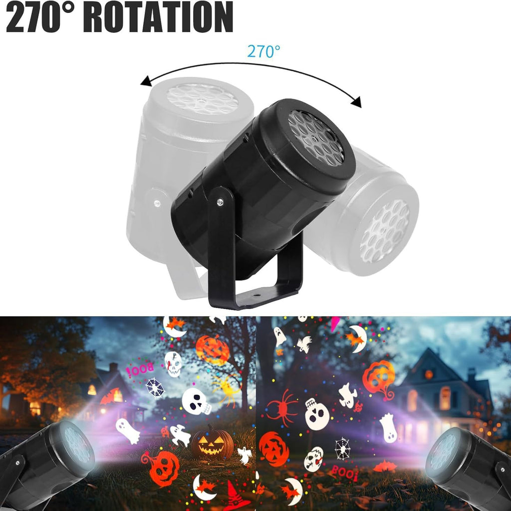 360° Rotating USB Halloween Projector Light - 12 HD Spooky Patterns for Indoor P