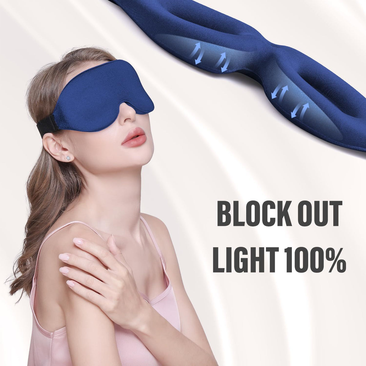 3D Ergonomic Sleep Mask: Zero-Pressure Breathable Blackout Eye Mask