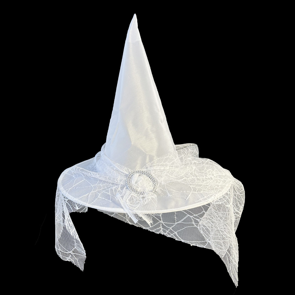 Halloween Party Witch Hat Lace Face Mysterious Sorcerer White Witch Hat Polyeste