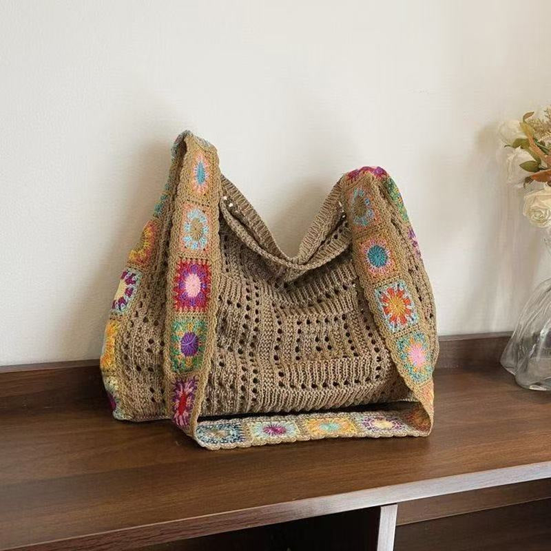 Sqaure Patch Woven Shoulder Bag