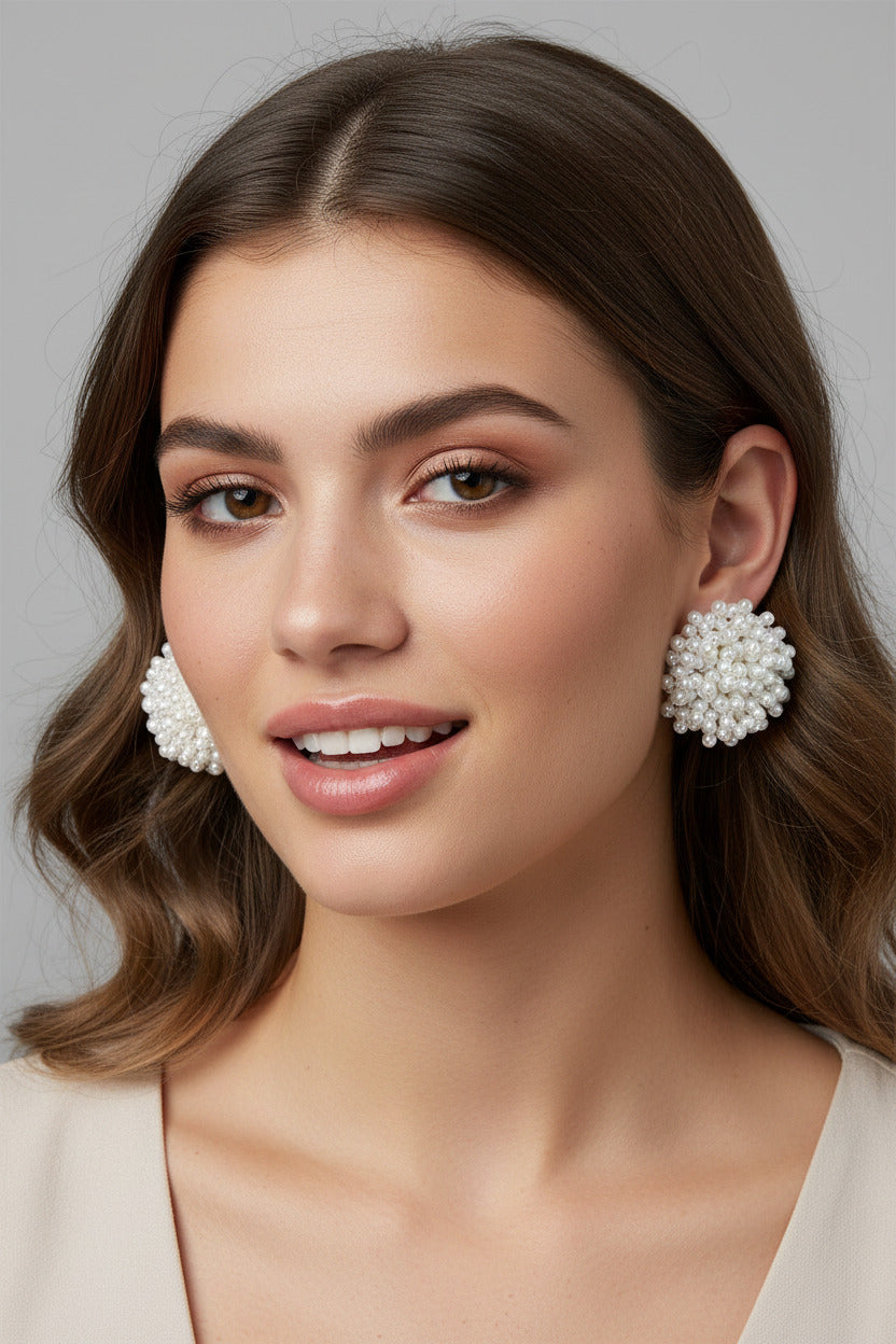 pearl flower earrings with artistic retro charm