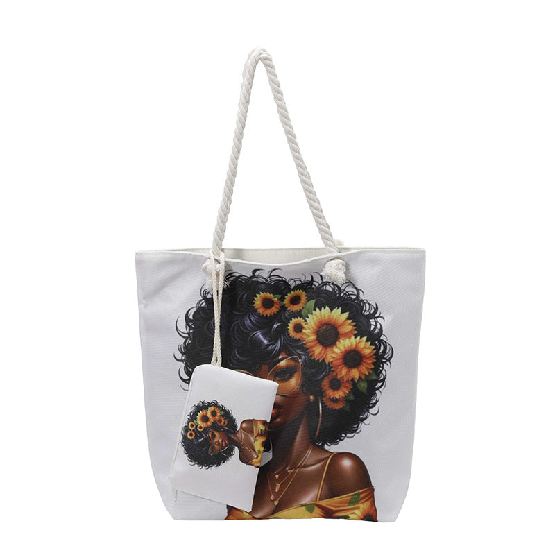 Canvas Bag with Large Capacity, Trendy Korean-Style Handbag