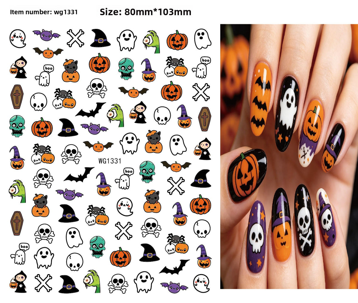 Assorted Halloween nail stickers Pack of 4 w