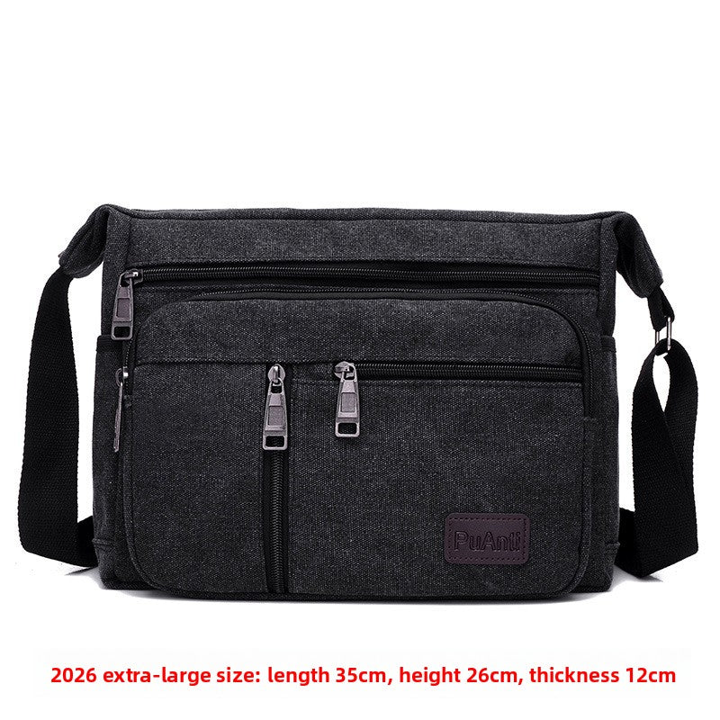 Canvas Crossbody Bag with Multiple Compartments