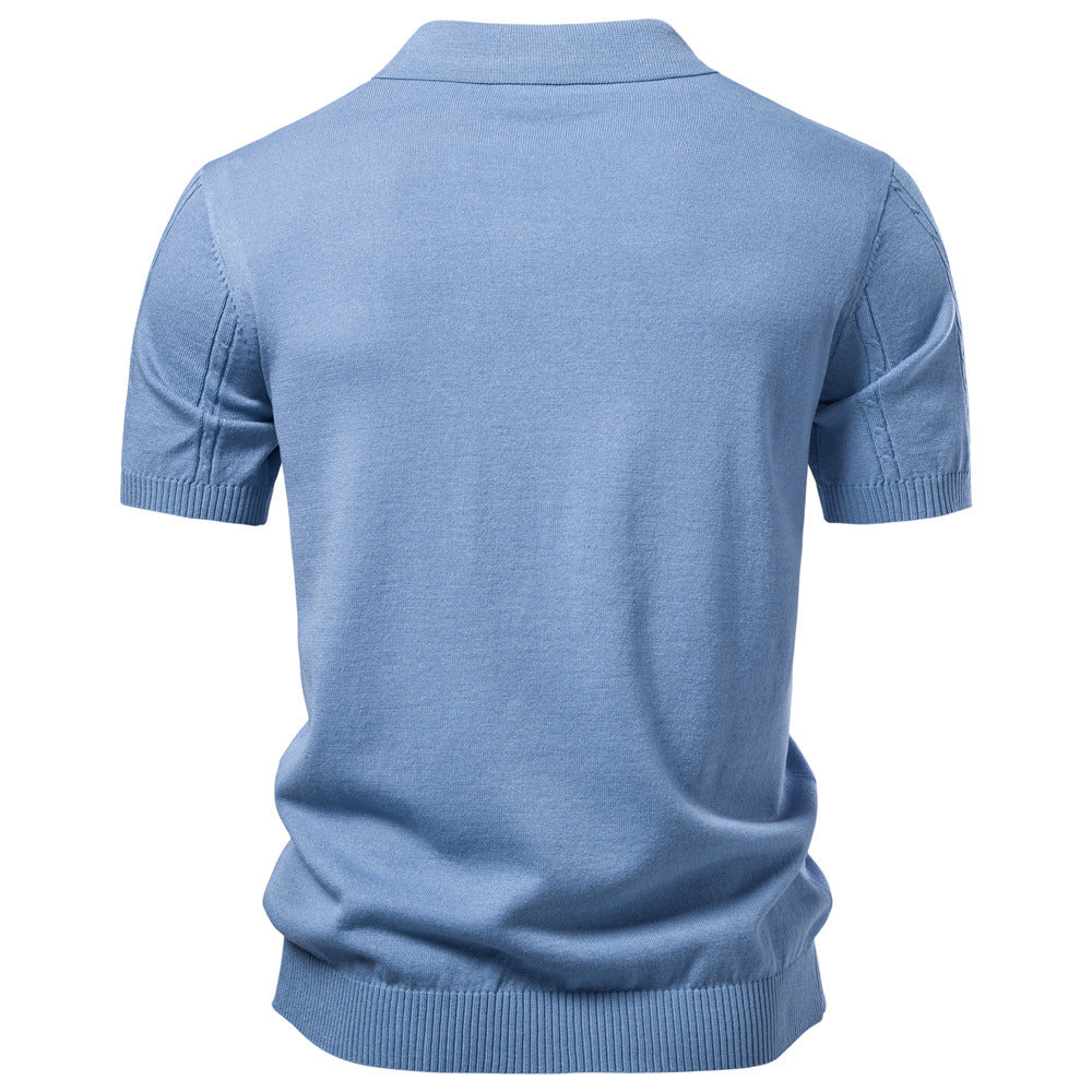 Men's Ice Silk Knit Polo Shirt - Breathable Business Casual Striped Top - product image 4
