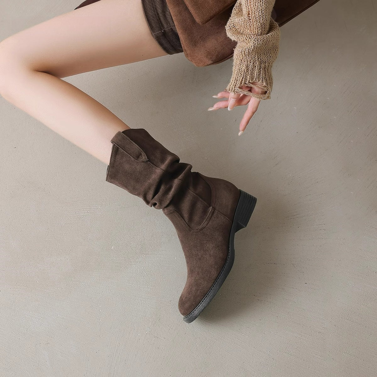 Womens Suede Ankle Boots Hidden Heel