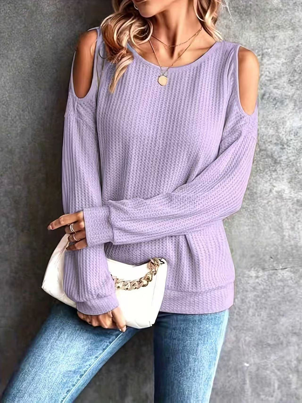 Solid color waffle long sleeves