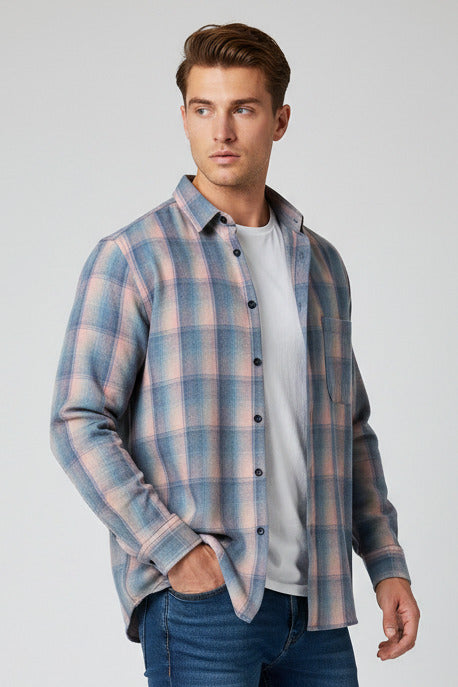 Plaid long-sleeved shirt