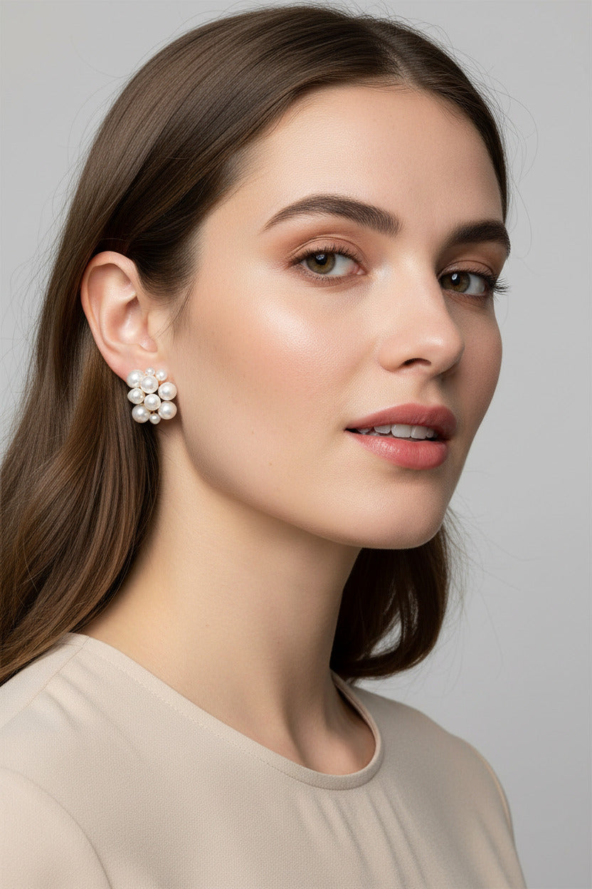 handcrafted pearl flower earrings with artistic retro charm