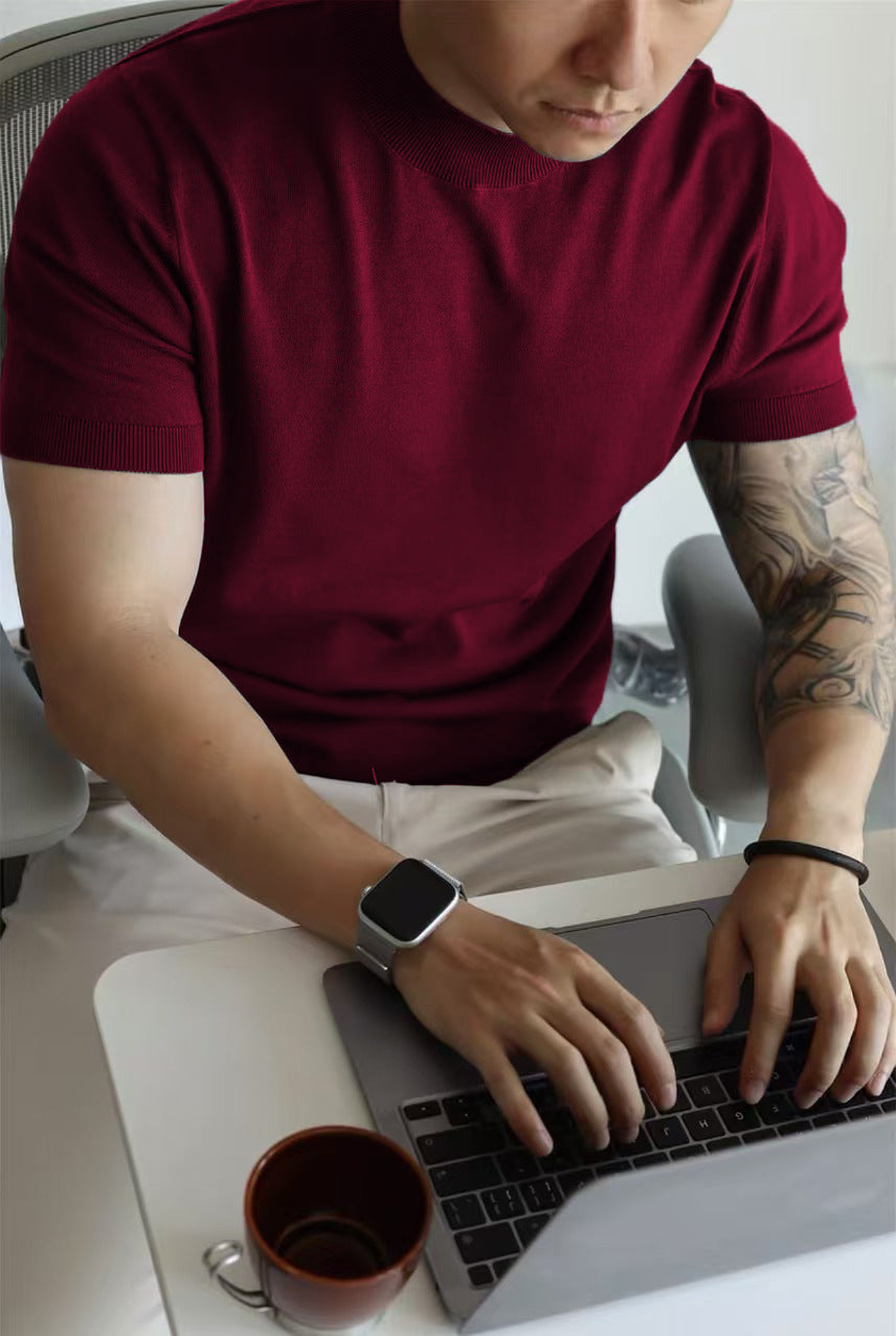 Men's Eco-Friendly Slim Fit Mock Neck T-Shirt - product image 4